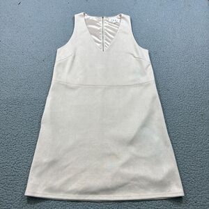 THML‎ Dress Womens Sz.Small Beige Faux Suede V-neck w/Exposed Zipper